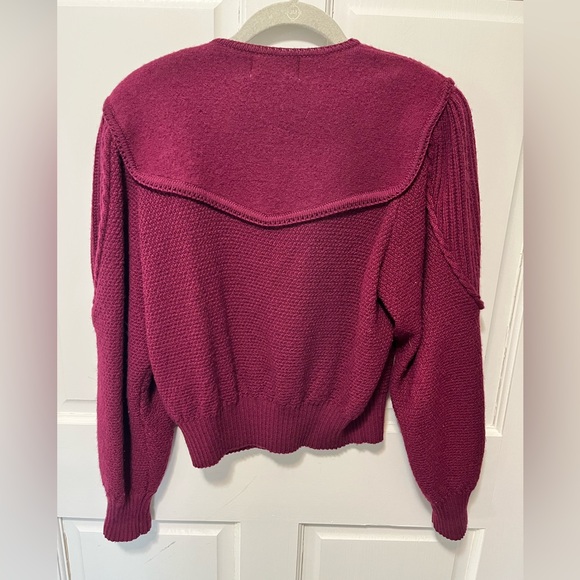 Vintage Deans burgundy boiled wool jacket cardigan sweater womens size m medium - Picture 4 of 4